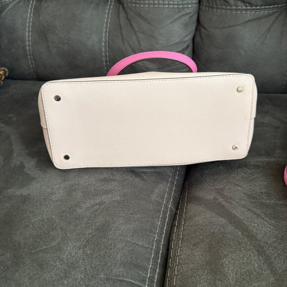 Kate Spade New York Leather Satchel Crossbody Bag Pink & Cream - Picture 6 of 8